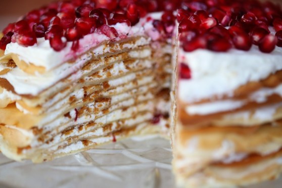 Crepe Cake with fuilltine and lemon buttercream