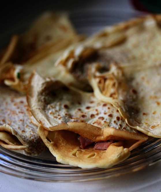 savory crepes with ham and gruyere