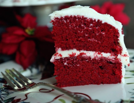 slice of red velvet cake