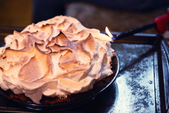torching the smores pie