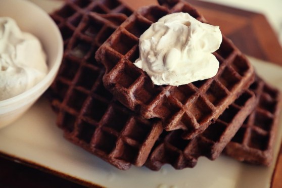 Mexican Chocolate Waffles with Cinnamon Cream