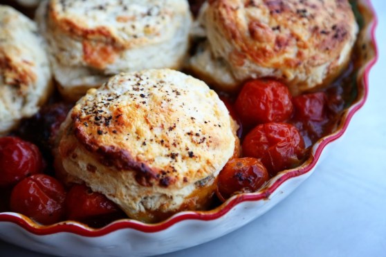 Tomato Cobbler with Blue Cheese Biscuits