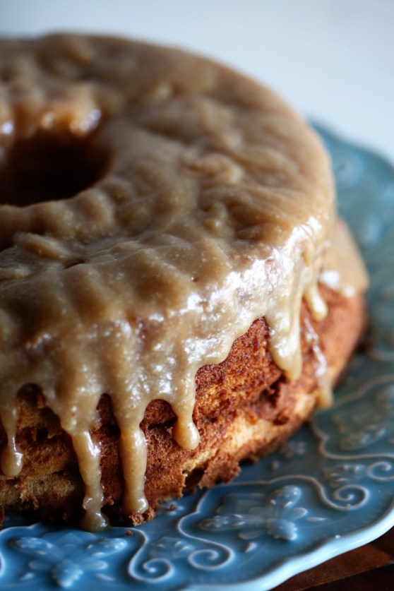 Banana Chiffon Cake with Salted Caramel Cream Cheese Icing