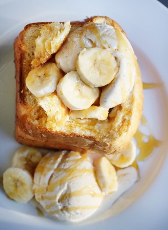 Milk Toast with Brown Butter Ice Cream, Bananas and Honey