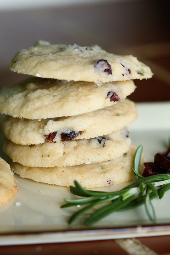 Christmas Cookies - soft sugar cookies with cranberries, rosemary and white chocolate