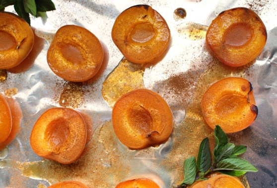Roasted Maple Apricots with Mint