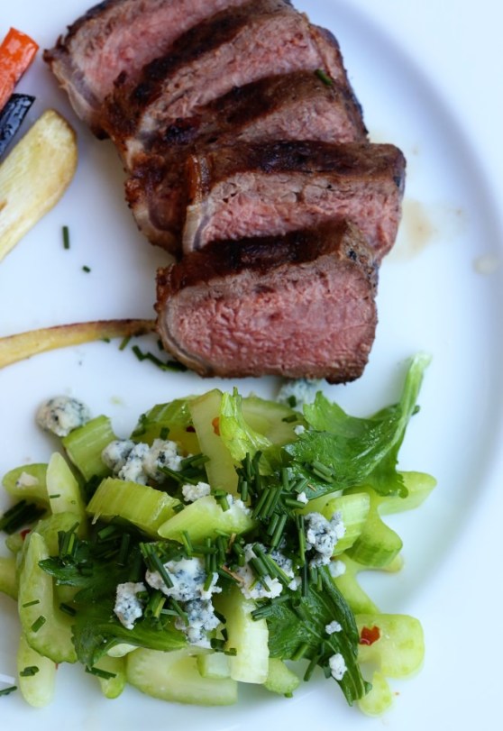 Blue Cheese Celery Salad with Seared Steak