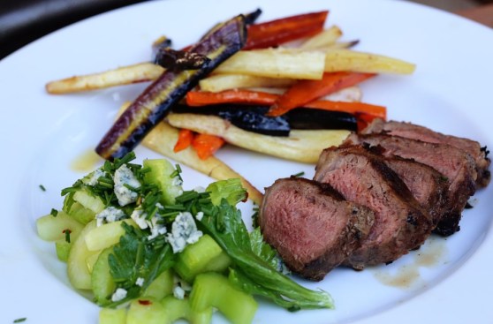 Steak, Roasted Carrots and Celery Salad